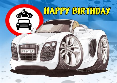 AUDI R8 SPYDER KARTOONS BIRTHDAY CARD - Pink Bubblegum Gifts & Greeting ...