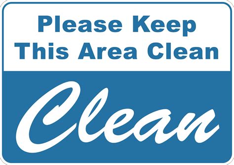 Keep Area Clean Sign Printable