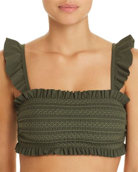 Lyst Tory Burch Costa Ruffle Bandeau Bikini Top In Green