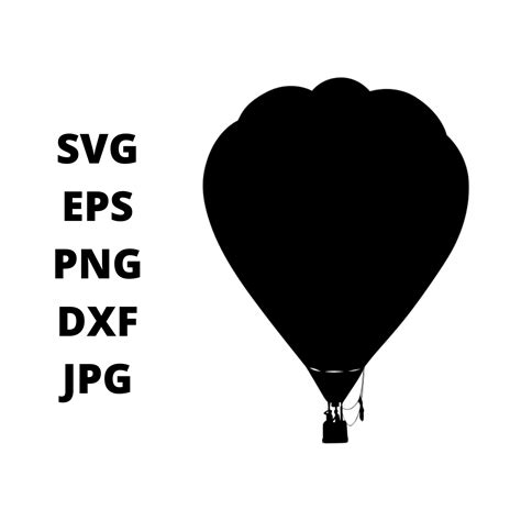 Hot Air Balloon Silhouette SVG Clipart Black White Hot Air Etsy