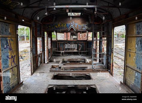 Abandoned Old Train With Rust And Graffitis Stock Photo Alamy