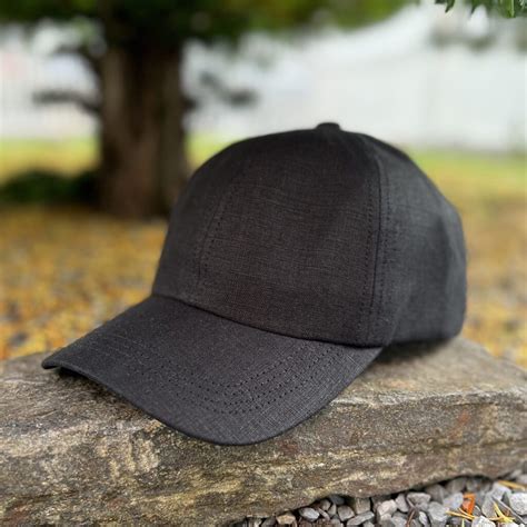 Black European Linen Baseball Cap Winner Caps MFG Company