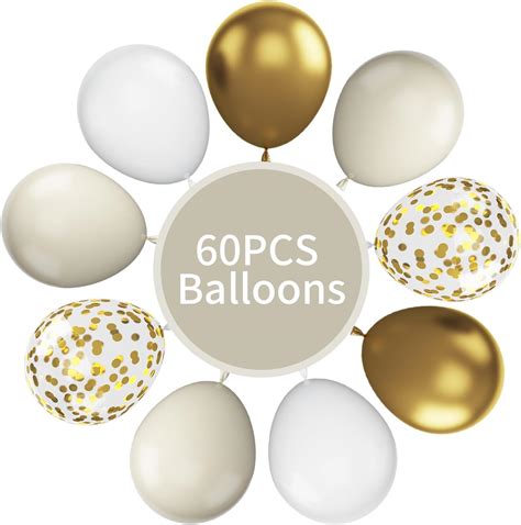 Funhot Globos Blancos Y Dorados Globos Dorados Y Beige Globos De