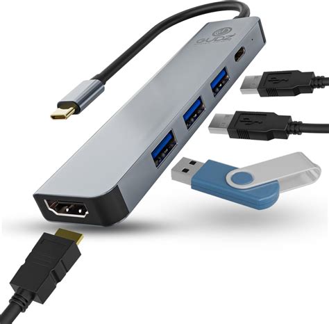 Gudz Hub Adaptador Multiportas Em Usb Alimenta O Tipo C Para Hdmi