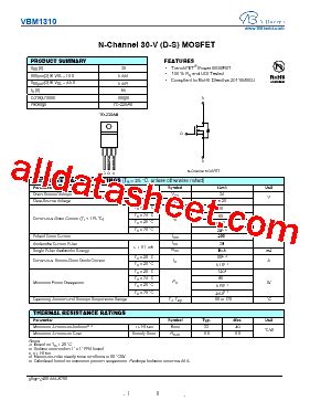 VBM1310 V01 Datasheet PDF VBsemi Electronics Co Ltd