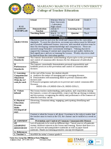 Detailed Lesson Plan In Grade 8 Health Lesson 2 Download Free Pdf Sexually Transmitted