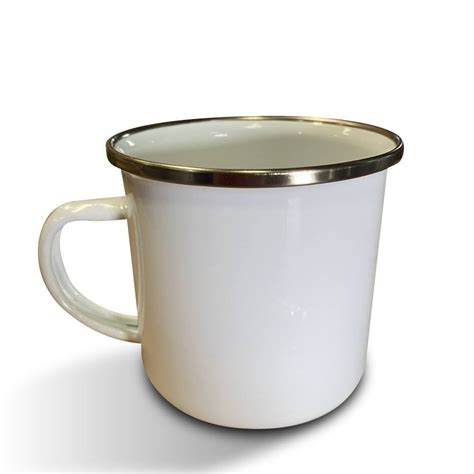 Taza Blanca Esmaltada De Oz Con Borde Plateado Para Sublimaci N