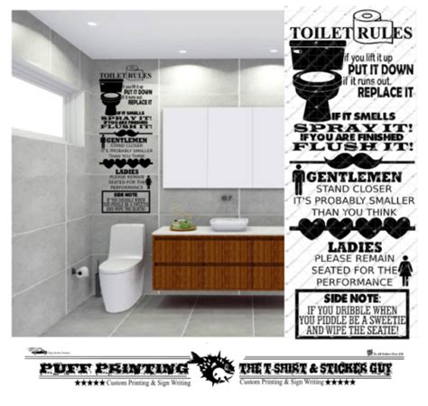 Toilet Rules Quote Wall Stickers Vinyl Removable Home Decor Bathroom