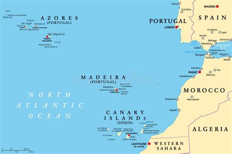 Azores, Madeira, and Canary Islands, Autonomous Regions, Political Map ...