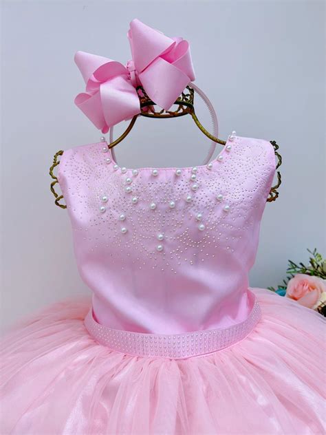 Vestido Infantil Damas De Honra Longo Rosa P Rolas Luxo Rosa Charmosa