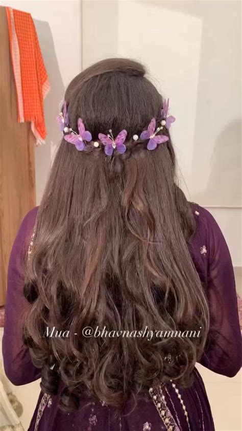 Sangeet Bride 💜 Hair Styles Bride Hairstyles Half Bun Hairstyles