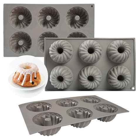 Elesinsoz Pcs Mini Bundt Cake Pan Cavity Thickened Silicone Donut