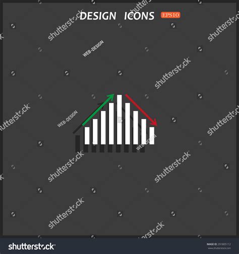 Chart With Green And Red Arrows Icon Vector Royalty Free Stock