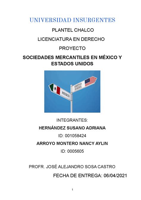 Sociedades Mercantiles De México Y Estados Unidos Docsity