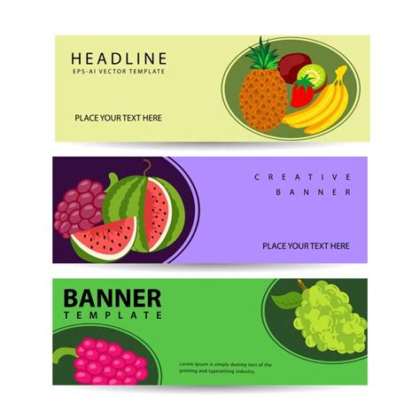 Premium Vector Exotic And Garden Fruits Banners Set For Fruit Shop Or