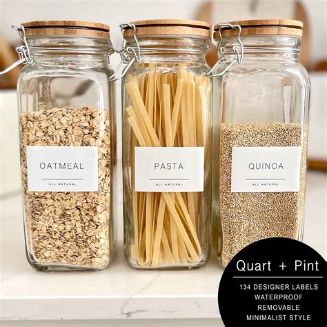 Quart Pint Kitchen Pantry Labels For Containers Minimalist