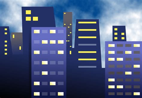 Night Time Simple Skyscraper City Landscape Scene 3392285 Vector Art At