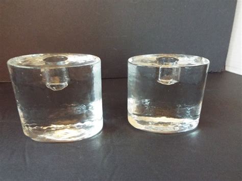 Pair Iittala Finland Arktia Glass Taper Candle Holders Etsy