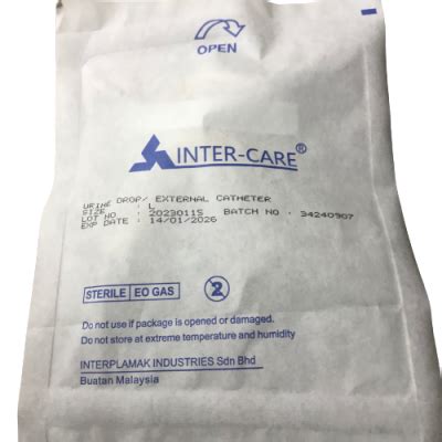 INTER CARE URINE DROP EXTERNAL CATHETER STERILE SIZE L 1 S