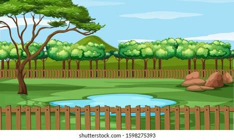 Background Scene Trees Park Illustration Stock Vector Royalty Free