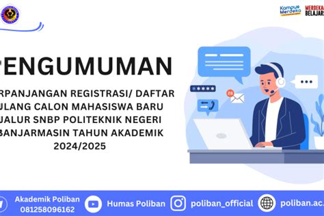 Penerimaan Mahasiswa Baru Jalur Seleksi Mandiri Poliban Ta20242025 Politeknik Negeri Banjarmasin