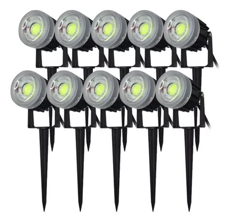 Kit 10 Luminária Espeto Jardim Cob Led 7w Luz Verde Bivolt Frete grátis