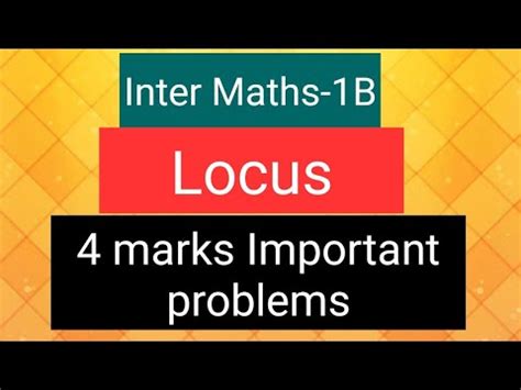 Inter Maths B Locus Marks Important Problems Youtube