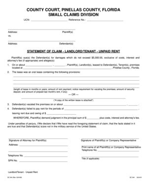 Small Claims Court Statement Of Claim Example Fill And Sign Printable