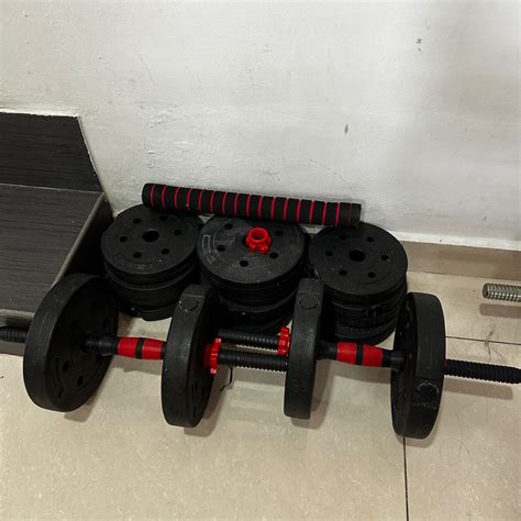 Dumbbell Set With Barbell Sports Equipment Exercise And Fitness