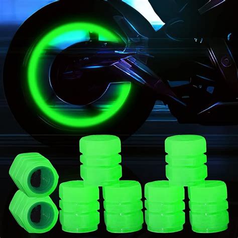 Fluorescent Car Tire Valve Caps Pcs Luminous Tire Air Valves Stem