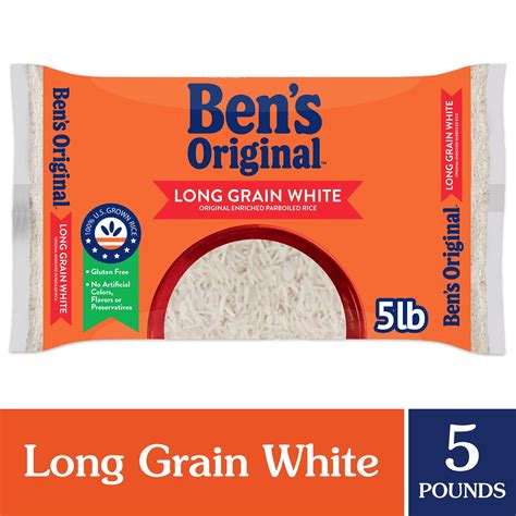 BEN'S ORIGINAL Enriched Long Grain White Rice, Parboiled Rice, 5 LB Bag - Walmart.com