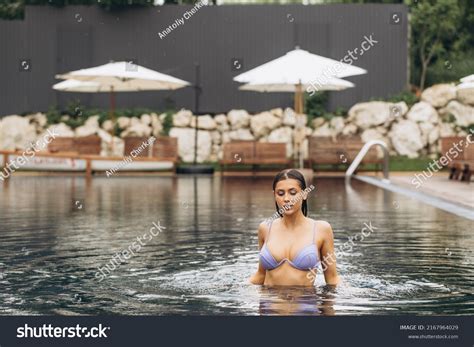 Beautiful Sexy Woman Bikini Posing Pool Stock Photo 2167964029 Shutterstock