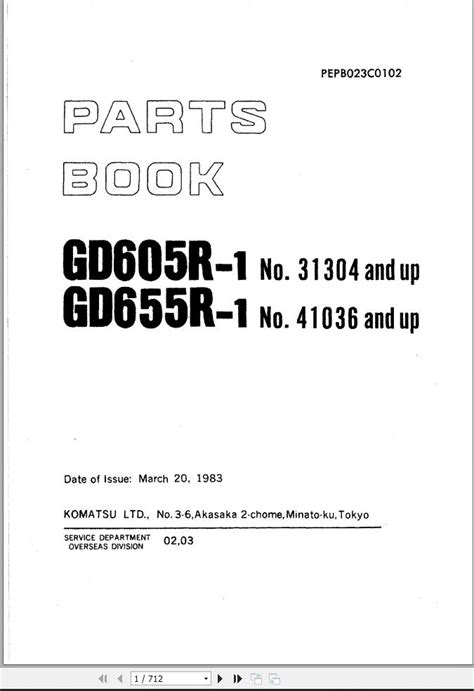 Komatsu Motor Grader Gd R Gd R Part Book Pepb C Auto