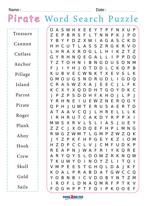 Pirate Word Searches At Tarscarletteblog Blog