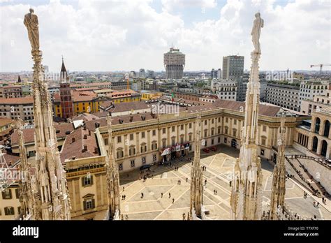 View From Rooftop Of Milan Cathedral Milano Italy Stock Photo Alamy