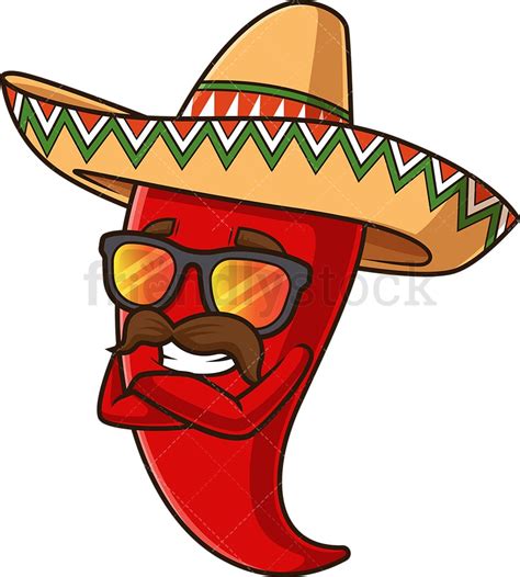 Mexican Red Pepper With Sunglasses Cartoon Vector Clipart Friendlystock