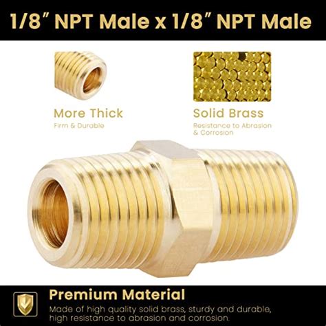 Snapklik KOOTANS 1 8 NPT X 1 8 NPT Male Solid Brass Hex Nipples