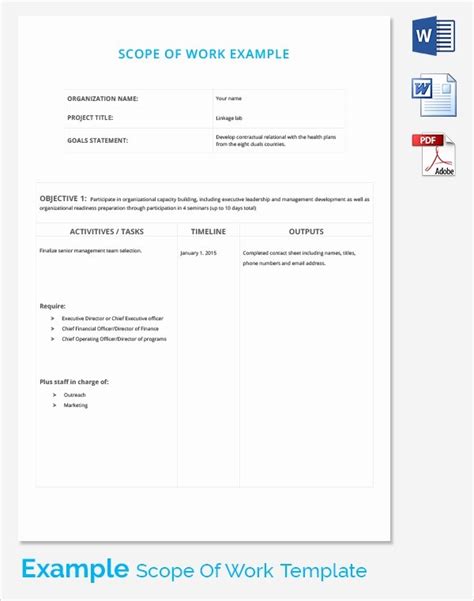 Scope Of Work Marketing Template