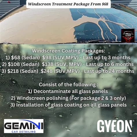 Windscreen Coating Packages Car Accessories Car Workshops And Services