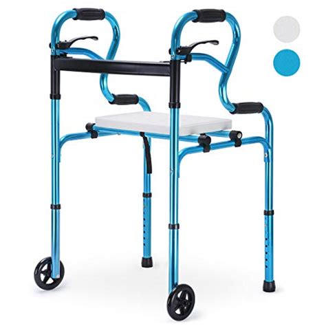 Health Line 4 in 1 Stand-Assist Folding Walker with Detachable Seat, Trigger Release and 5 ...