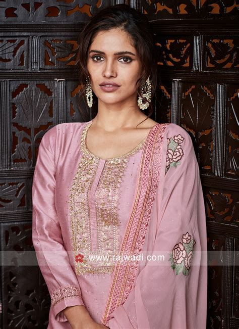 Pink Festival Silk Designer Palazzo Salwar Kameez