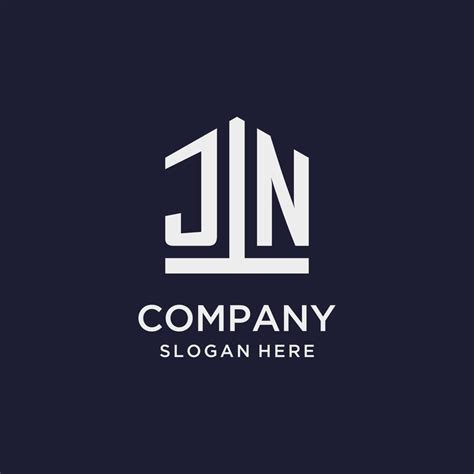 JN Initial Monogram Logo Design With Pentagon Shape Style 12736758