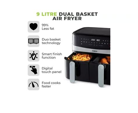 Tower T L W Dual Basket Vortx Air Fryer Black Ebay