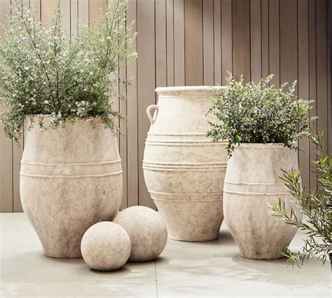 Sienna Cement Outdoor Planters Pottery Barn