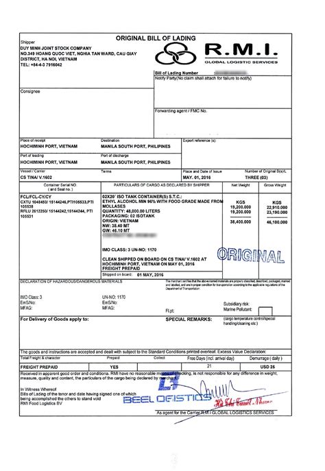 Bill Of Lading