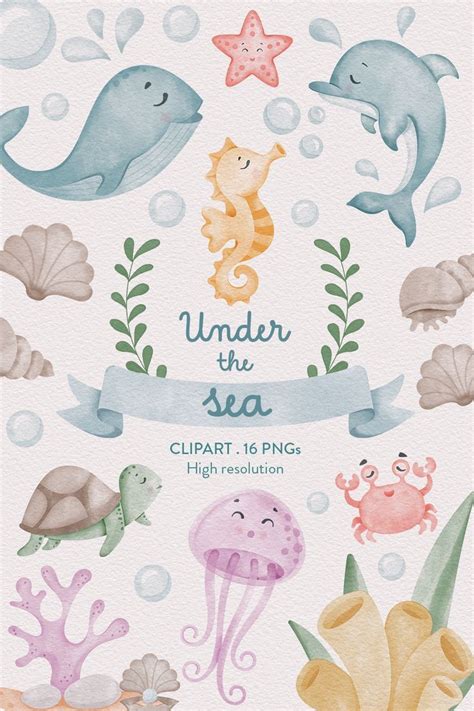 Watercolor Sea Digital Watercolor Watercolor Clipart Under The Sea