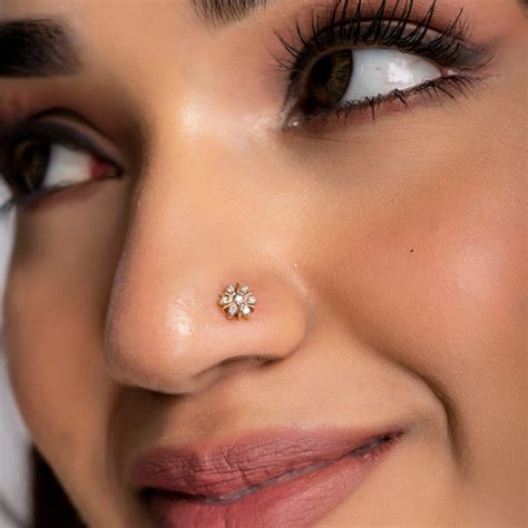 Indian Nose Studs K Gold Diamond Etsy