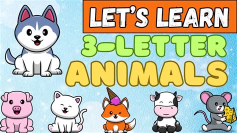 Lets Learn 3 Letter Animals Fun Learning Videos For Kids Simple