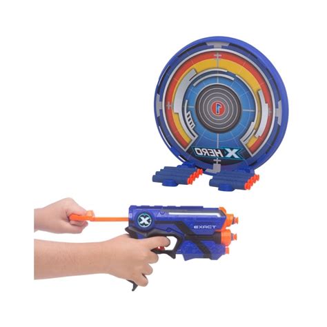 Pistola Lança Dardos Tipo nerf 8 Dardos de Sucção e Alvo Azul Hero