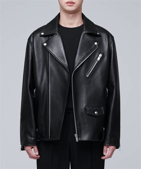 Musinsa Musinsa Standard Lambskin Oversized Motorcycle Jacket Black